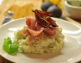 Risotto au jambon et figues rôties.